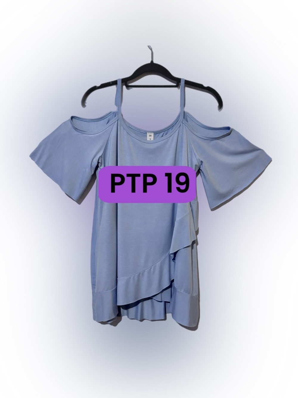 Light Blue Cold-Shoulder Ruffle Top - Picture 6 of 7